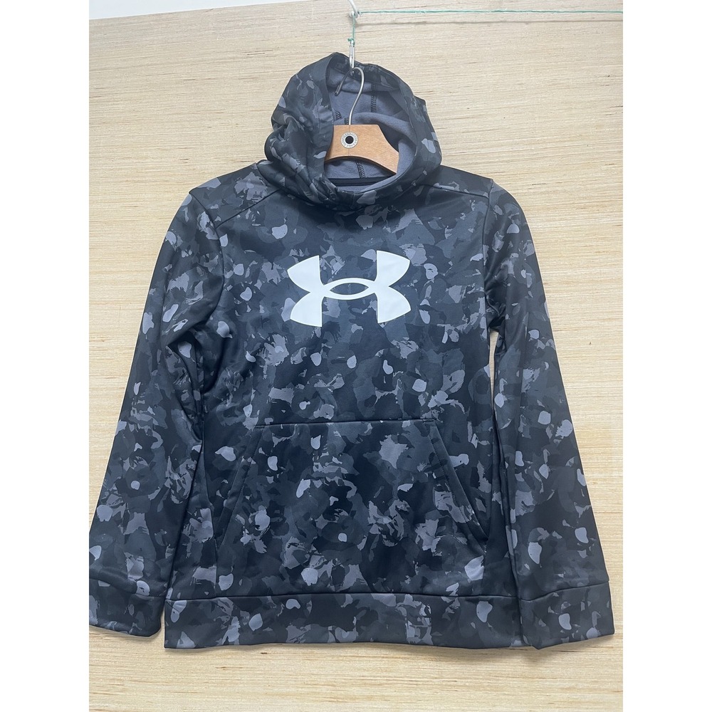 Under Armour Hoodie Youth XL Black Camo Pullover Sweatshirt Athletic Logo